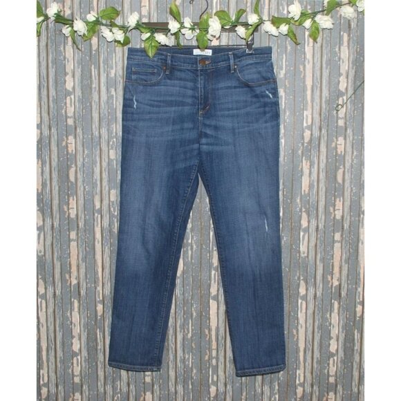 Ann Taylor Loft Ladies Blue Jeans Size 30X10 Relaxed Straight Leg Distressed - Picture 1 of 13